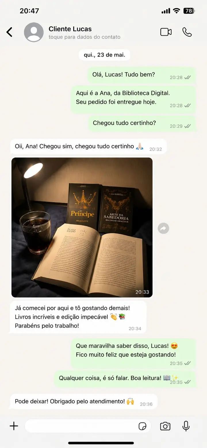 Feedback de cliente via WhatsApp